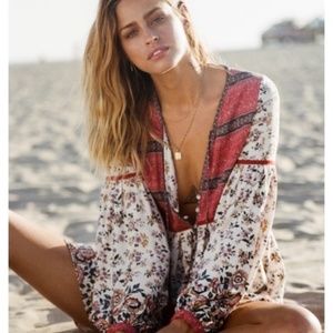 NEW Spell & the Gypsy Elle Romper Red Cream XXS XS